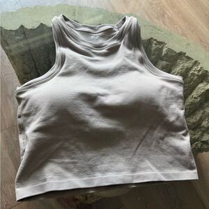 Elegant Beige Ribbed Tank Top